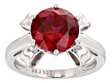 Red Lab Created Ruby Rhodium Over Sterling Silver Ring 3.60ct