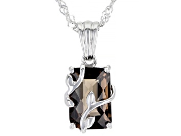 Picture of Brown Smoky Quartz Rhodium Over Sterling Silver Pendant With Chain 3.65ct