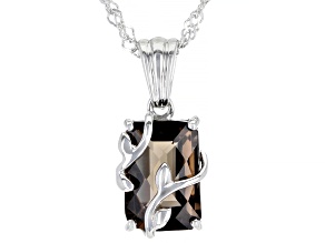 Brown Smoky Quartz Rhodium Over Sterling Silver Pendant With Chain 3.65ct