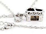 Brown Smoky Quartz Rhodium Over Sterling Silver Pendant With Chain 3.65ct