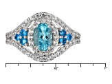 Blue Paraiba Color Apatite Rhodium Over Sterling Silver Ring 1.32ctw