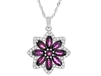 Picture of Magenta Rhodolite Rhodium Over Sterling Silver Pendant With Chain 5.61ctw