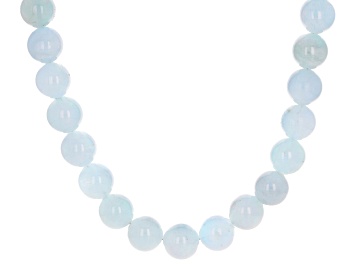 Picture of Blue Brazilian Aquamarine Bead Rhodium Over Sterling Silver Necklace