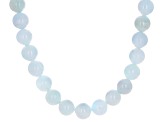 Blue Brazilian Aquamarine Bead Rhodium Over Sterling Silver Necklace