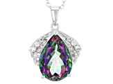 Green Mystic Topaz® Rhodium Over Sterling Silver Pendant With Chain 6.01ctw
