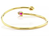 Red Lab Created Ruby 18k Yellow Gold Over Sterling Silver Cuff Bracelet 1.24ctw
