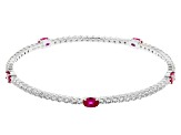 Red Lab Created Ruby Rhodium Over Sterling Silver Bangle Bracelet 7.61ctw