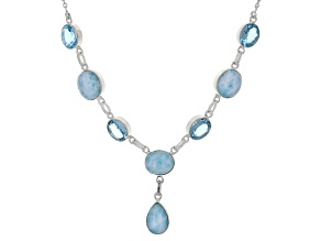 Blue Larimar Sterling Silver Necklace 24.00ctw