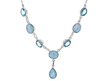 Picture of Blue Larimar Sterling Silver Necklace 24.00ctw