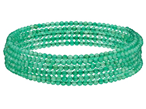 Green Onyx Stainless Steel Beaded Wrap Bracelet.