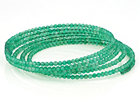 Green Onyx Stainless Steel Beaded Wrap Bracelet.