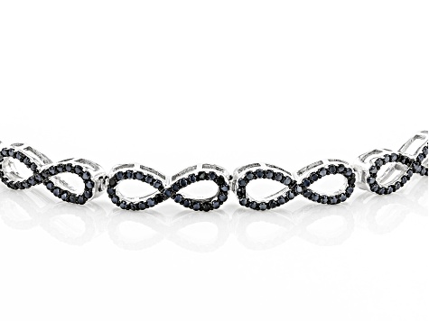 Black Spinel Rhodium Over Sterling Silver Bracelet. 1.95ctw