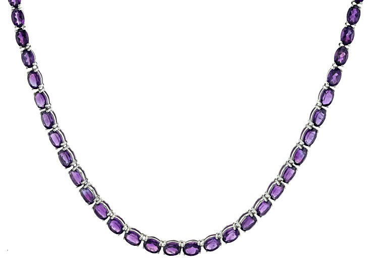 Purple African Amethyst Rhodium Over Sterling Silver Tennis