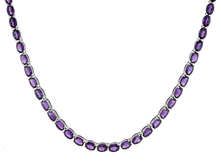 Purple Haze Sterling African Amethyst Chanel Set Pendant 20 Necklace