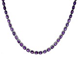 Purple African Amethyst Rhodium Over Sterling Silver Tennis Necklace. 40.00ctw