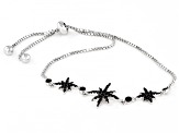 Black Spinel Rhodium Over Sterling Silver Bolo Bracelet. 0.44ctw