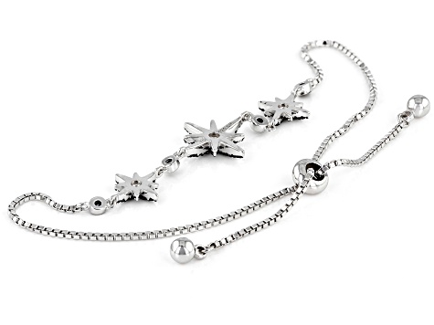 Black Spinel Rhodium Over Sterling Silver Bolo Bracelet. 0.44ctw