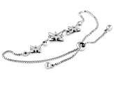 Black Spinel Rhodium Over Sterling Silver Bolo Bracelet. 0.44ctw