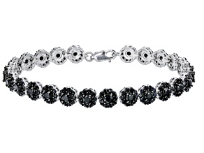 Black Spinel Rhodium Over Sterling Silver Bracelet 6.30ctw