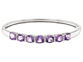 Purple Amethyst Platinum Over Silver Bracelet 4.40ctw