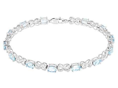 Sky Blue Topaz Rhodium Over Sterling Silver Tennis Bracelet 7.42ctw