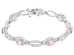 Pink Lab Created Sapphire Rhodium Over Sterling Silver Bracelet 3.61ctw