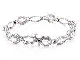 White Lab Created Sapphire Rhodium Over Silver Open Link Bracelet 3.61ctw