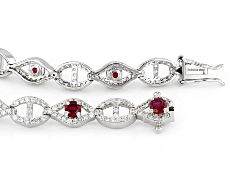 Red Mahaleo® Ruby Rhodium Over Sterling Silver Bracelet 5.25ctw