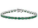 Green Emerald Rhodium Over Sterling Silver Tennis Bracelet 7.00ctw