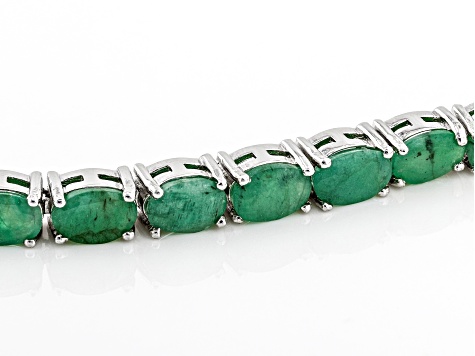 Green Emerald Rhodium Over Sterling Silver Tennis Bracelet 7.00ctw