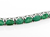 Green Emerald Rhodium Over Sterling Silver Tennis Bracelet 7.00ctw