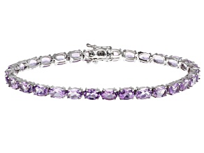Purple Amethyst Rhodium Over Sterling Silver Tennis Bracelet 11.50ctw
