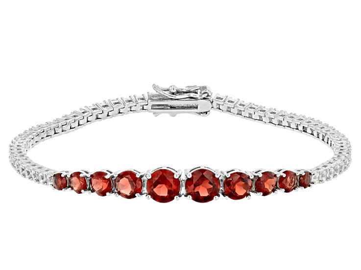 Red Garnet Rhodium Over Sterling Silver Bracelet 6.65ctw