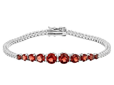 Red Garnet Rhodium Over Sterling Silver Bracelet 6.65ctw