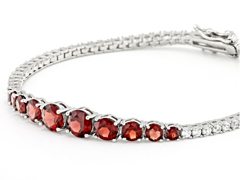 Red Garnet Rhodium Over Sterling Silver Bracelet 6.65ctw