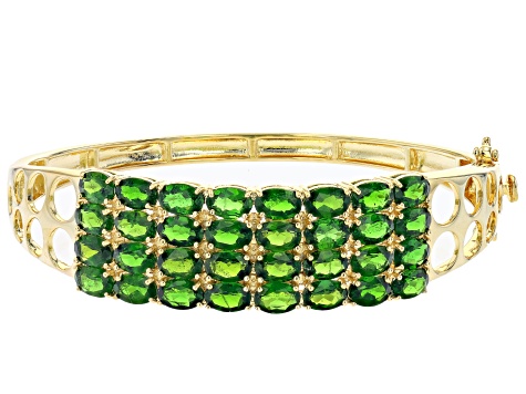 Green Chrome Diopside 18k Yellow Gold Over Sterling Silver Bangle ...