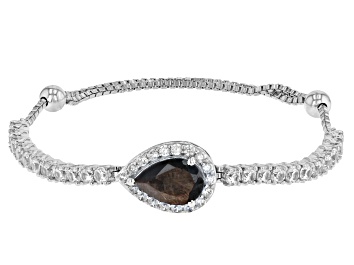 Picture of Brown Golden Sheen Sapphire Platinum Over Sterling Silver Bracelet 6.95ctw
