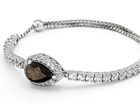 Brown Golden Sheen Sapphire Platinum Over Sterling Silver Bracelet 6.95ctw