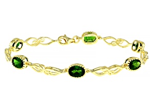 Green Chrome Diopside 18k Yellow Gold Over Sterling Silver Bracelet 4.30ctw