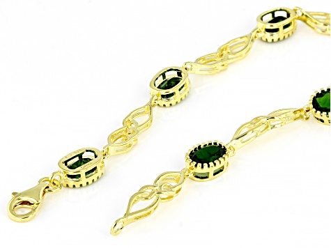 Green Chrome Diopside 18k Yellow Gold Over Sterling Silver Bracelet 4.30ctw