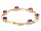 Purple African Amethyst 14k Yellow Gold Over Sterling Silver Paperclip Bracelet 6.00ctw