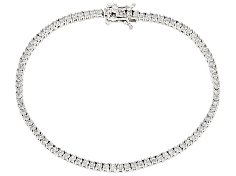 White Sapphire Rhodium Over Sterling Silver Tennis Bracelet 2.25ctw ...