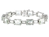 Green Prasiolite Rhodium Over Sterling Silver Tennis Bracelet 37.15ctw