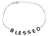 Black Spinel Rhodium Over Sterling Silver "Blessed" Bracelet 0.42ctw