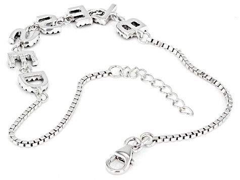 Black Spinel Rhodium Over Sterling Silver "Blessed" Bracelet 0.42ctw