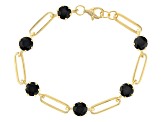 Black Spinel 18k Yellow Gold Over Sterling Silver Paperclip Station Bracelet 4.85ctw