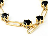 Black Spinel 18k Yellow Gold Over Sterling Silver Paperclip Station Bracelet 4.85ctw