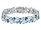 Swiss Blue Topaz Rhodium Over Sterling Silver Bracelet 18.95ctw