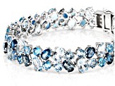 Swiss Blue Topaz Rhodium Over Sterling Silver Bracelet 18.95ctw