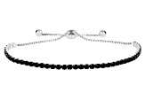 Black Spinel Rhodium Over Sterling Silver Bolo Bracelet 3.25ctw